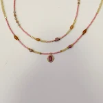 Corrente de suéter com contas Princesa de Pedra Rosa Natural, um acessório elegante e feminino para realçar seu visual. — foto 4