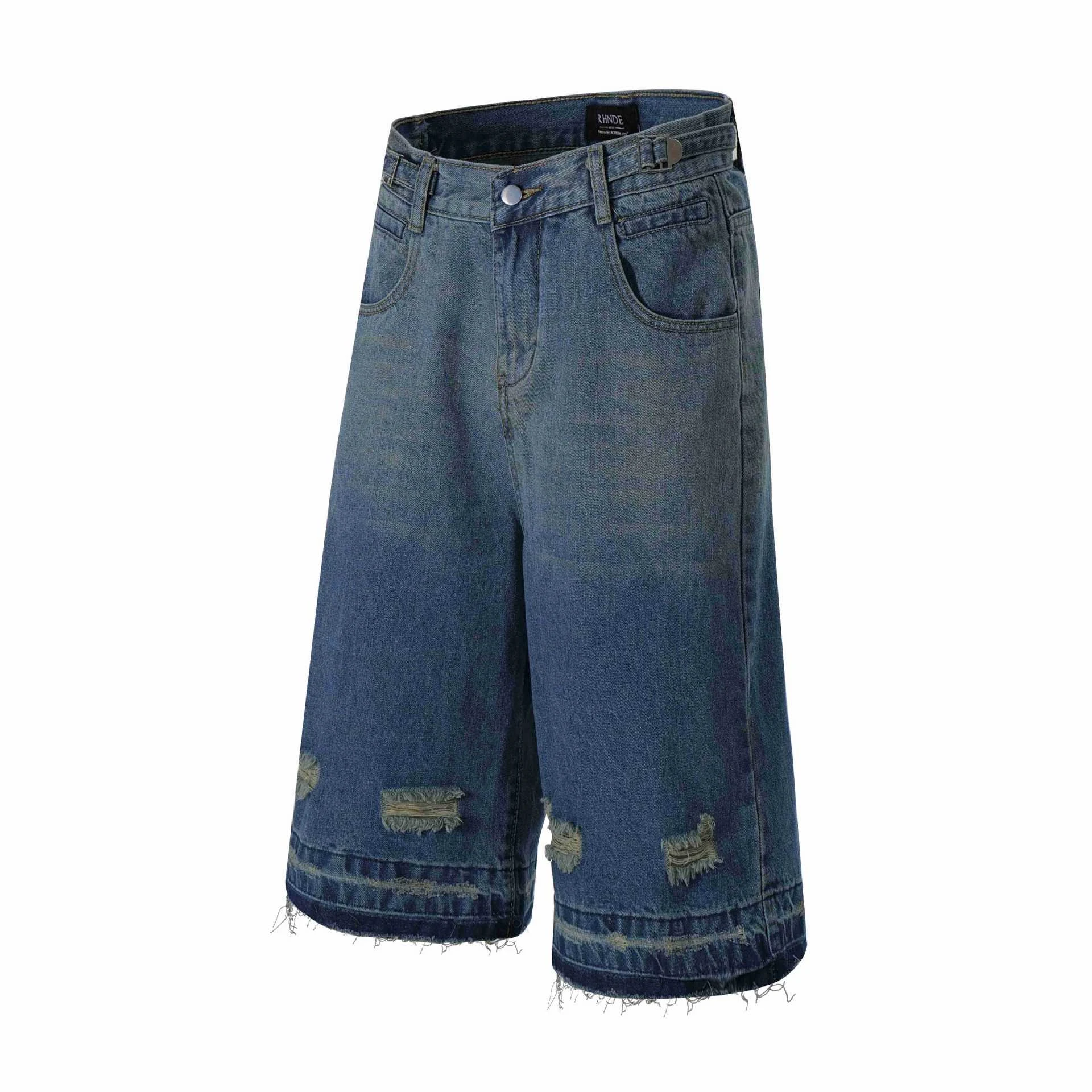Title 4, Mens Retro Washed Ripped Straight Denim Shorts...