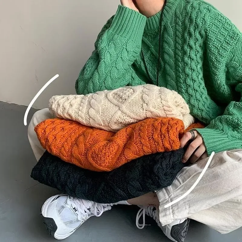 Suéter de punto cableado japonés para hombre con costuras contrastantes, estilo y comodidad. Diseño elegante y cálido, ideal para el invierno. — foto 5