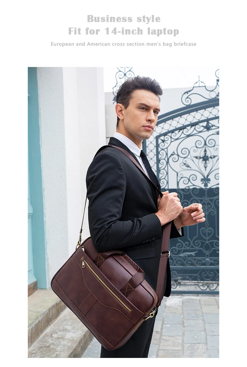 Title 1, Vintage Business Office Handbag Mens Real Leat...