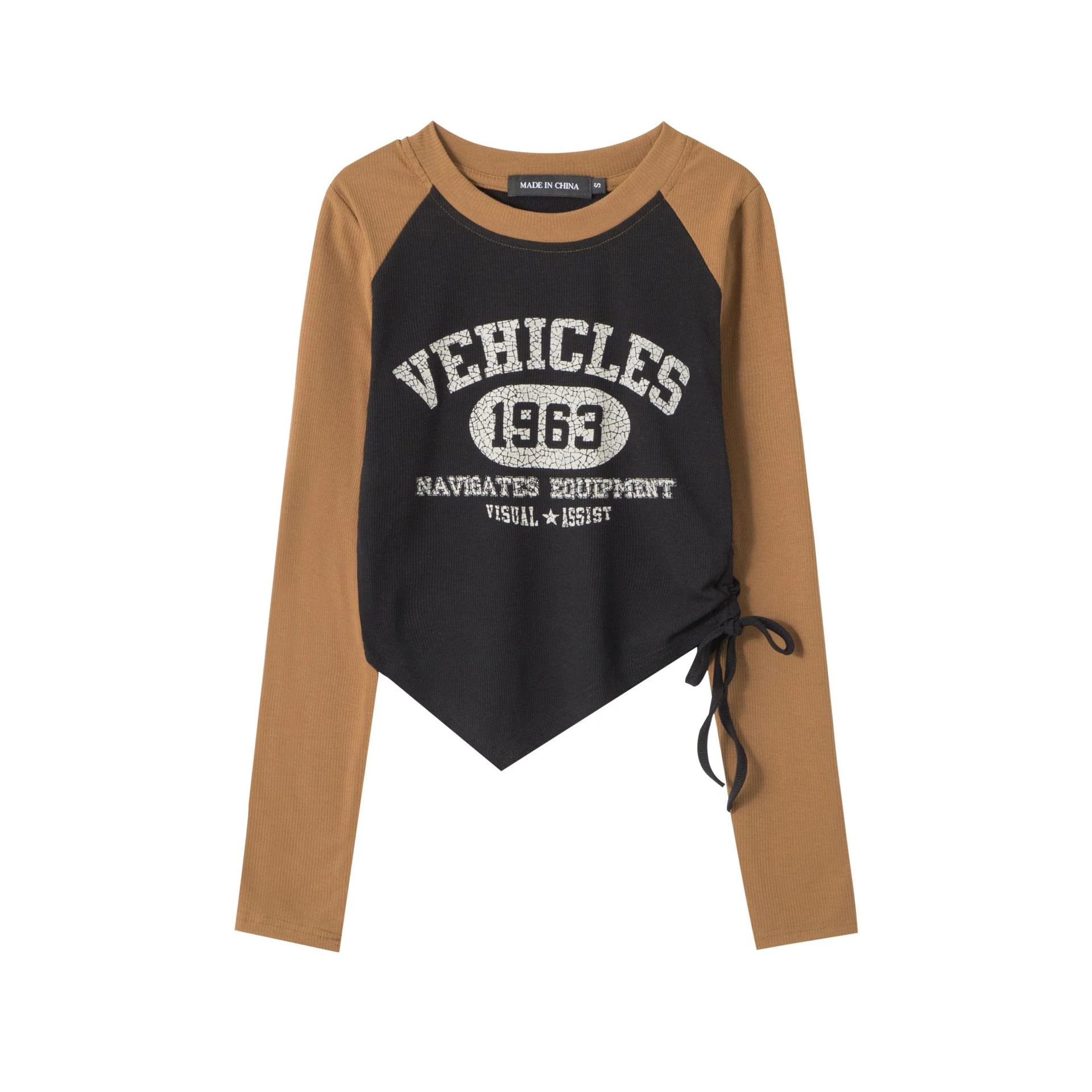 Title 7, Retro Irregular Hem Short-sleeved T-shirt Top