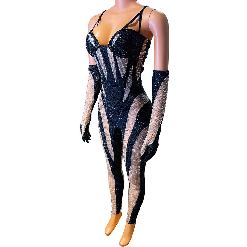 Title 5, Black And White Party Long Tight Jumpsuit