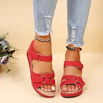 Sandálias Casuais Peep Toe Grandes Femininas Estilo Romano Amazon com Velcro, Sapatos para Exterior Confortáveis — foto 42
