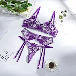 Conjunto de tres piezas de encaje bordado para mujer, perfecto para lucir elegante y sofisticada. Ideal para ocasiones especiales y eventos. — foto 11