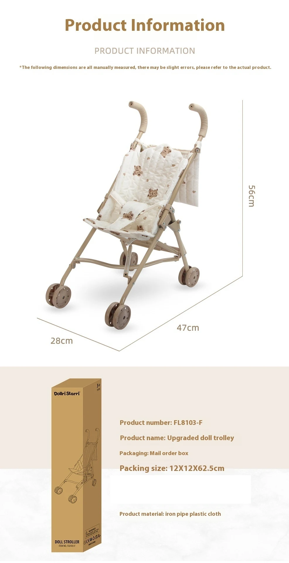 Title 1, Carrinho de Boneca Little Bear Premium Estilo I...