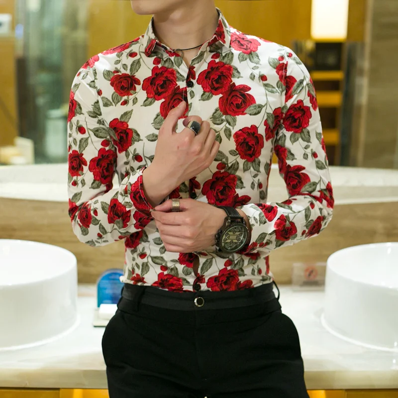 Title 5, New Mens Slim Long-sleeved Printed Shirt offer...