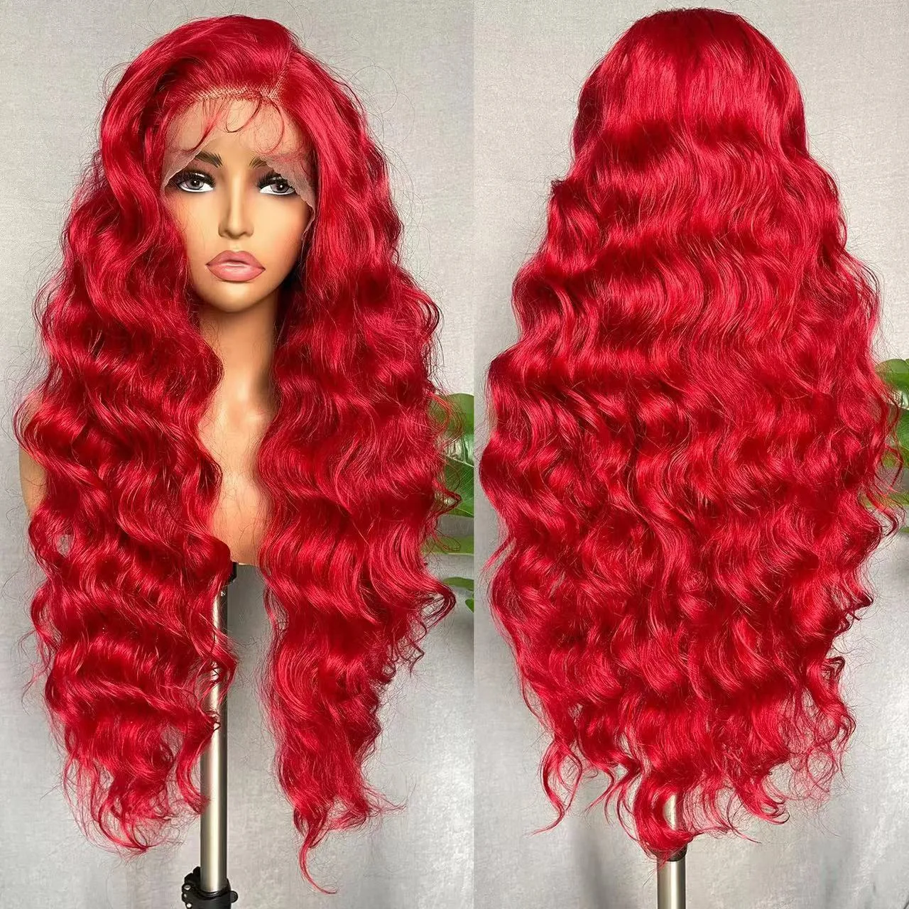 Cabelo Longo Cacheado Vermelho com Ondas Grandes e Volumosas, Peruca Lace Front Fluffy, visual deslumbrante e natural, ideal para festas — foto 3