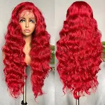 Cabelo Longo Cacheado Vermelho com Ondas Grandes e Volumosas, Peruca Lace Front Fluffy, visual deslumbrante e natural, ideal para festas — foto 3