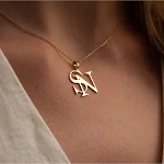 Colar com pingente de letra personalizado em aço inoxidável banhado a ouro. Um presente elegante e único para ela. — foto 9
