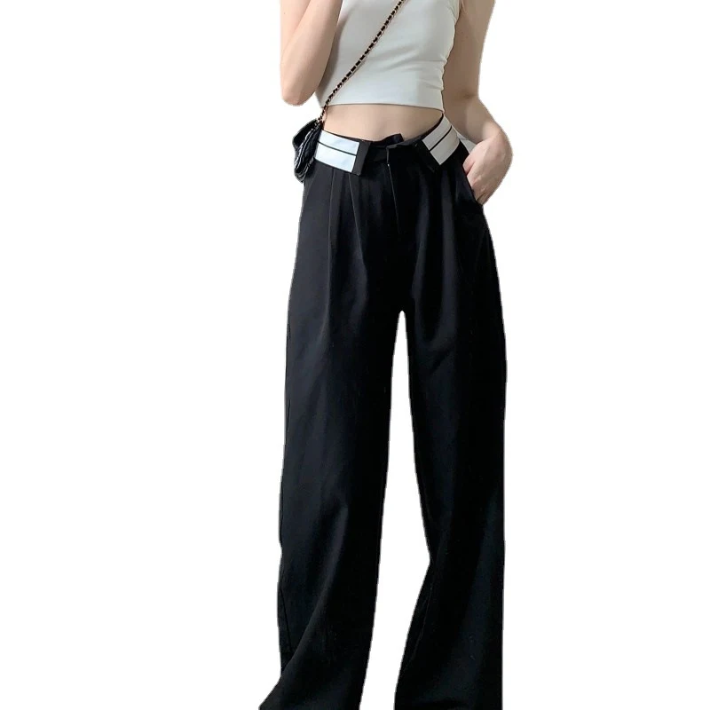 Black High Waist Straight Leg Pants Slimming Slim Fit Stylish and Comfortable Design for a Flattering Silhouette and Con — photo 1
