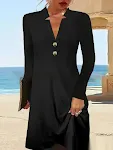 New Long Sleeve V-neck Black Dress All-matching Women — photo 5