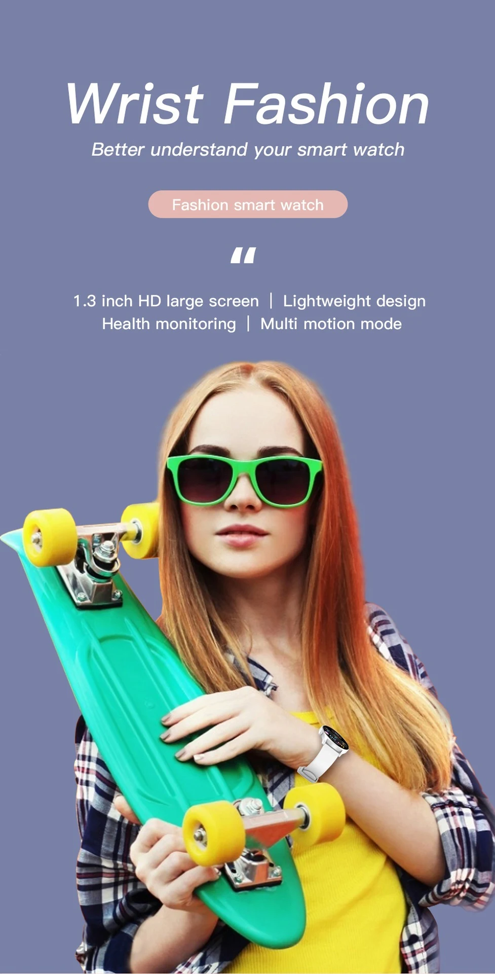 Title 1, Smartwatch esportivo com tela Full Touch, monit...