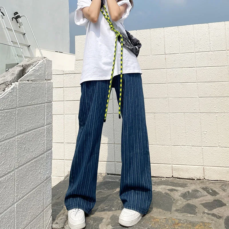 Pantaloni a vita alta, slim straight, larghi, a gamba larga con effetto "sagging", perfetti per un look casual e alla moda, comodi e stilish. — foto 1