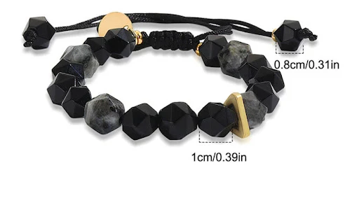 Title 1, Bracciale Naturale Agata Nera Rombo Intrecciato...