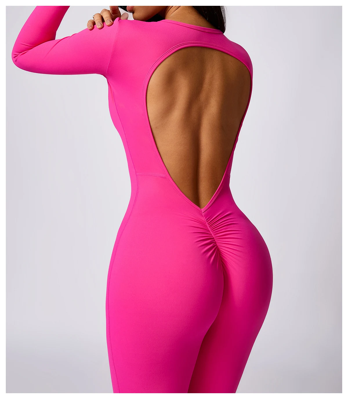 Title 15, Leisure Horn Long Sleeve Yoga Jumpsuit, Naked F...
