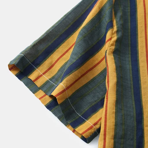 Title 5, Summer New Mens Short-sleeved Hawaiian Striped...