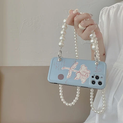 Title 3, Flower Pearl Messenger Silicone Phone Case Prot...