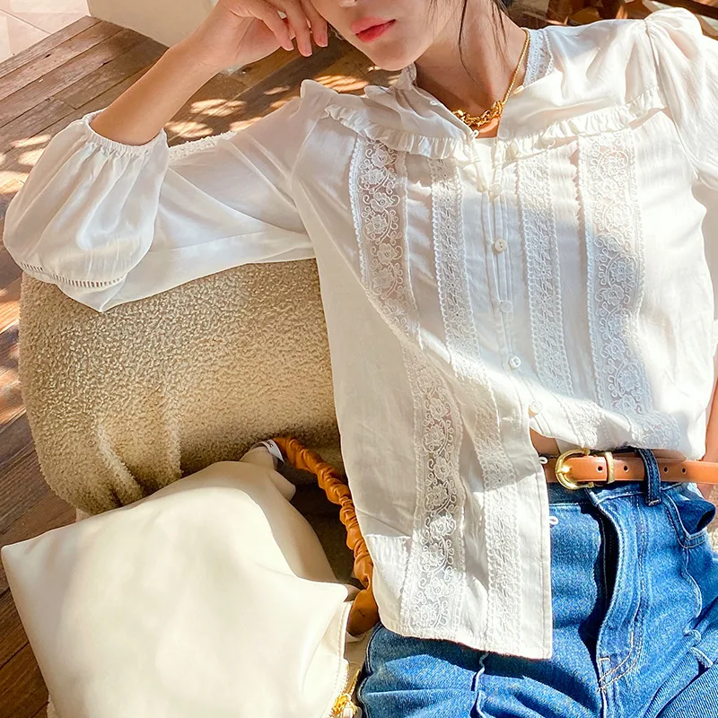 Title 6, Womens Simple Thin Long Sleeve French Shirt