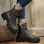 Botas Martin para mujer otoño e invierno nuevas talla grande, punta redonda, tacón grueso casual media caña — foto 24