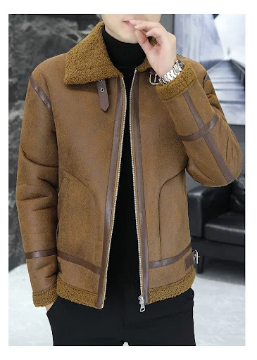 Title 3, Mens Winter Fleece-lined Thick Suede Leather J...