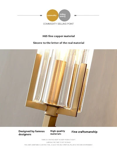 Title 5, Light Luxury Copper Wall Lamp Bedroom Bedside L...
