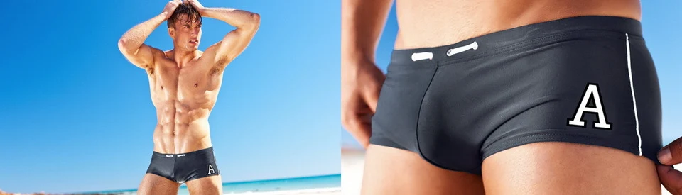 Title 14, Mens boxer swimming trunks designed for comfor...