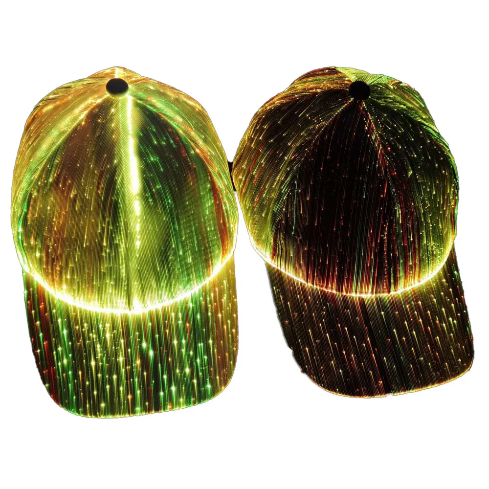 Title 6, LED Fiber Optic Luminous Hat Black and White Co...