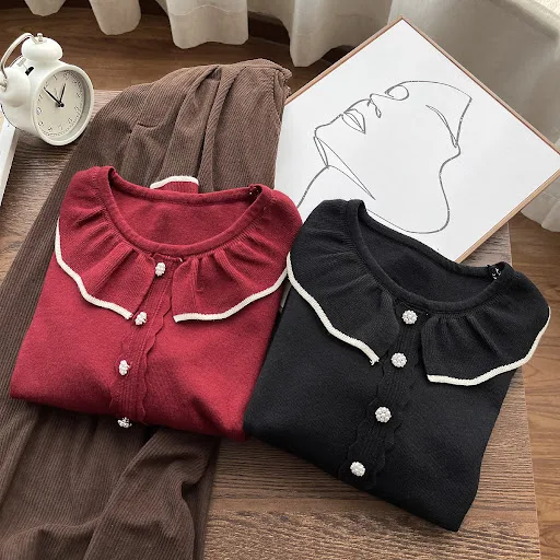 Title 1, Revers-Strick-Cardigan-Oberteil, lässiger Boden
