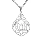 Conjunto Colar Pingente Gota Lótus Aço Titânio Brincos e Pulseira Delicado Elegante Ideal para Presente Jóias Femininas — foto 5