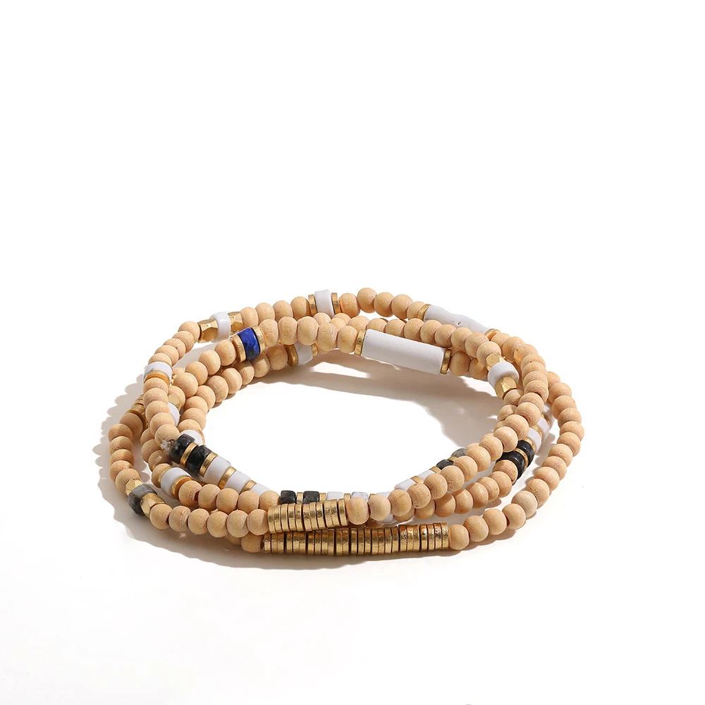Pulseira de contas de madeira pura feita à mão, um acessório natural e elegante para uso diário, com design exclusivo e duradouro. — foto 8