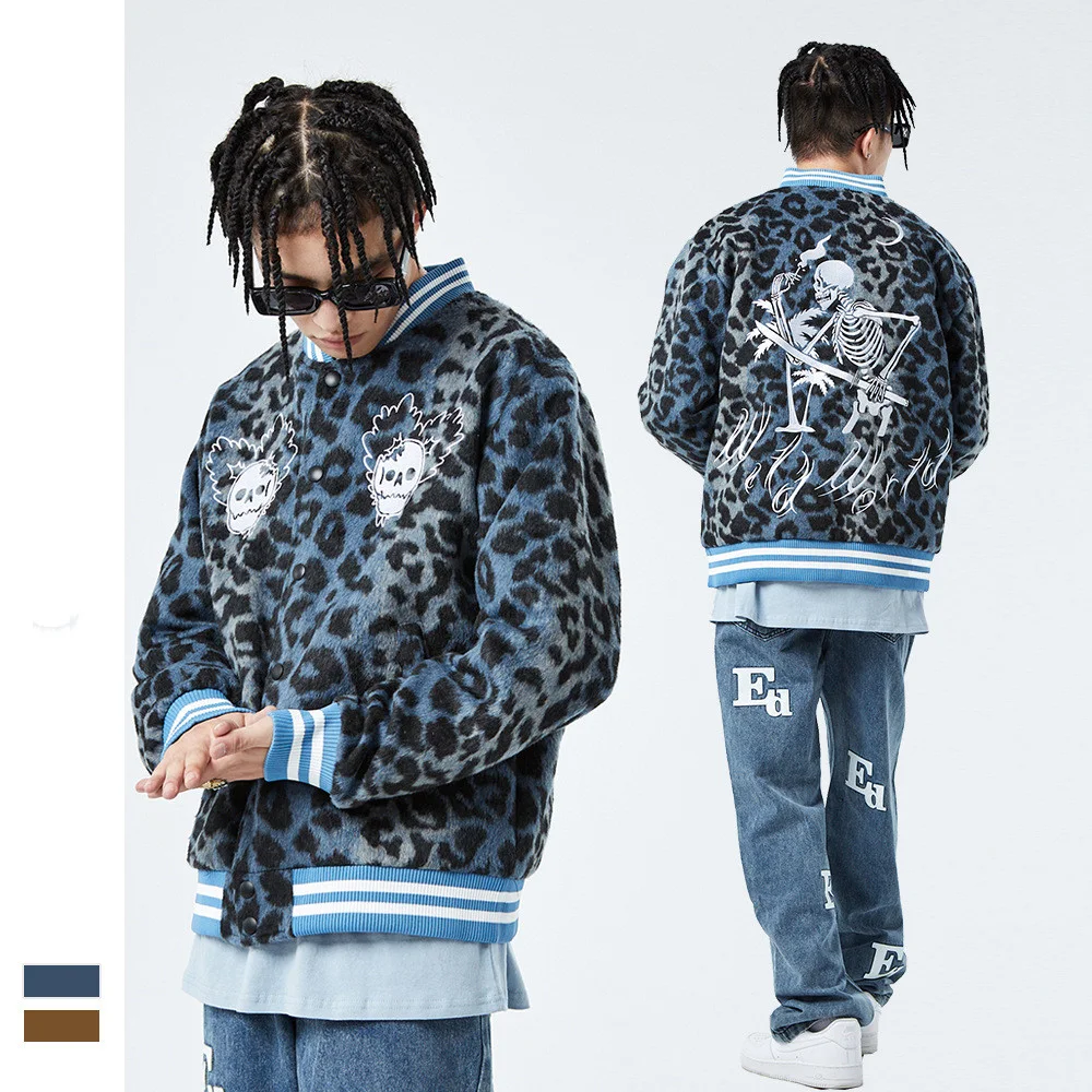 Uniforme de beisebol unissex com bordado National Tide, estilo de rua, estampa de leopardo gradiente, ideal para um visual moderno e descolado. — foto 3