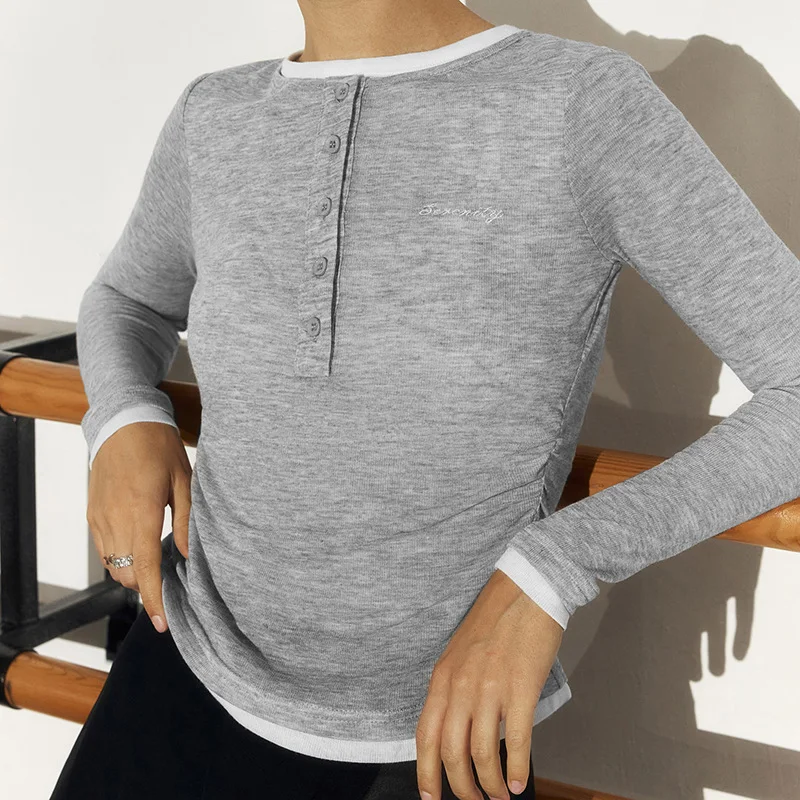 Title 4, Womens Simple Style Fake Two Pieces Leisure Top
