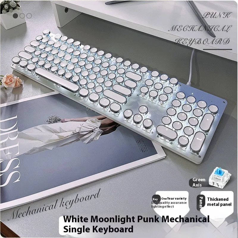 Title 2, TK100 Mechanical Keyboard Green Axis Retro Punk...