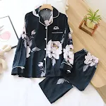 Women's Thin Two Piece Long Sleeve Cotton Silk Pajamas — photo 7
