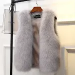 Colete feminino de imitação de pele de raposa e colete felpudo de algodão. Quente, elegante e ideal para o inverno e outono. — foto 8