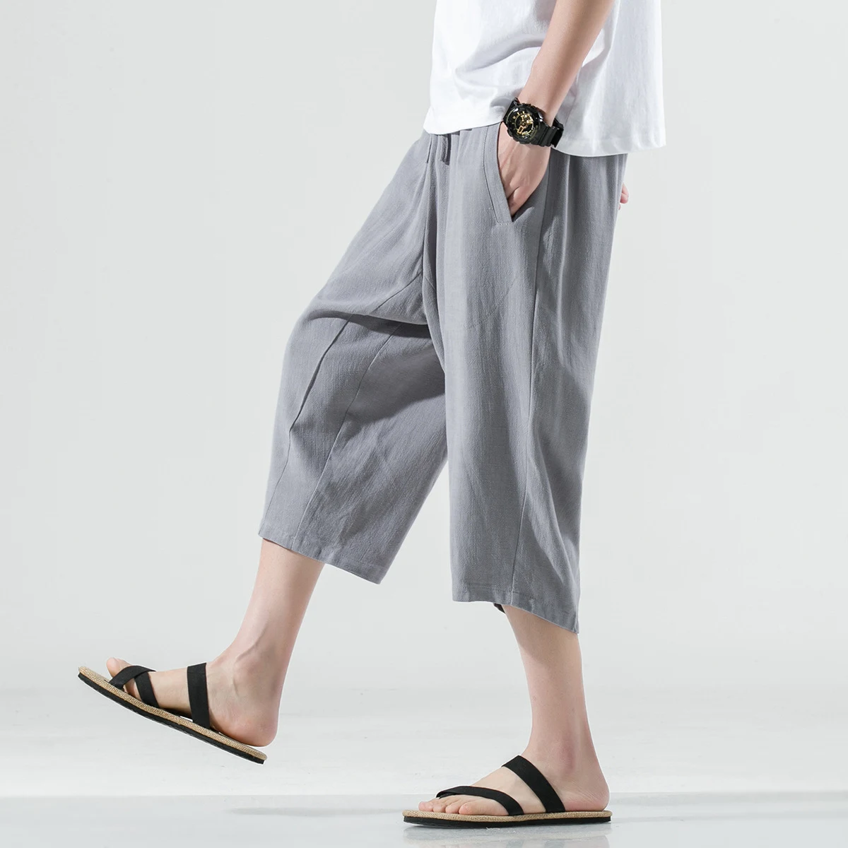 Title 7, Katoen en linnen cropped broek. Zomerse comfort...