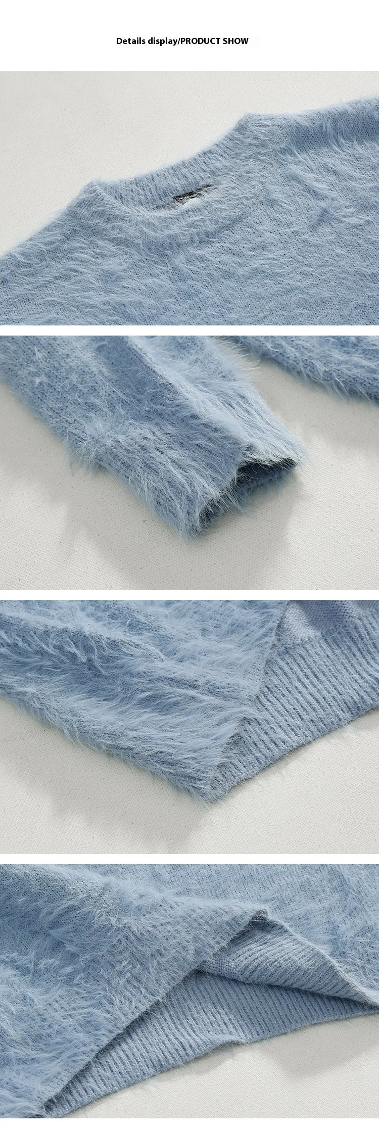 Title 3, Mohair Solid Color Mens Sweater Winter Thick R...