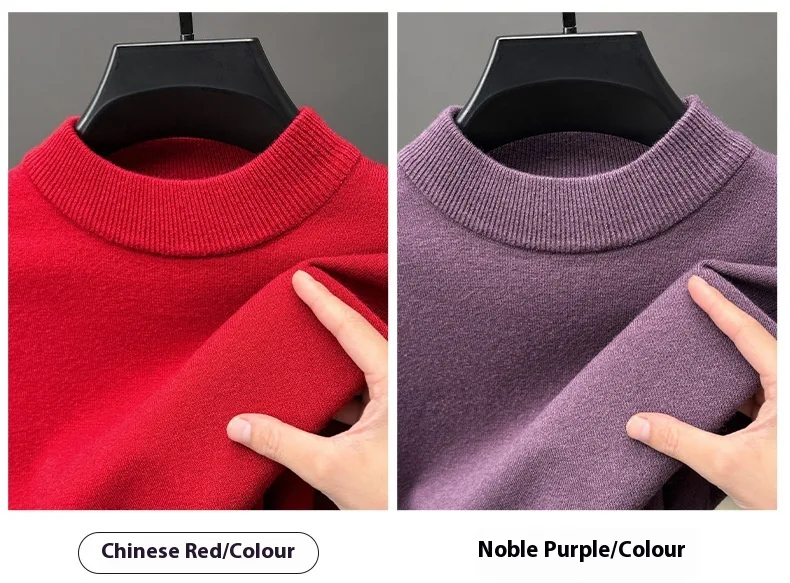 Title 32, Mens Solid Color Knitwear Long Sleeve Half Tur...
