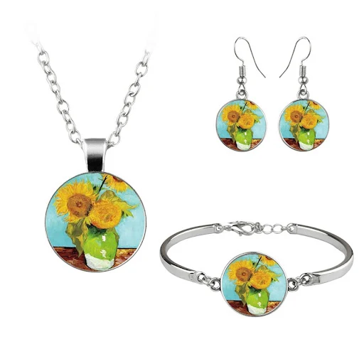 Title 12, Set gioielli vintage Van Gogh Klimt pittura a o...
