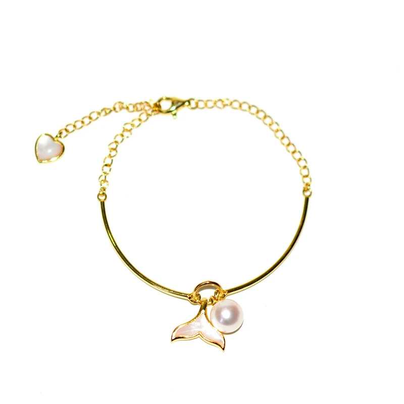 Süßwasserperlen Schmuckset S925 Silber Armband Anhänger Fischschwanz Damen Schmuck. Edler Glanz für stilvolle Outfits. — foto 4