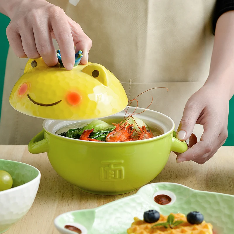 Title 8, Ceramic Instant Noodle Cute Double-ear Soup Bow...