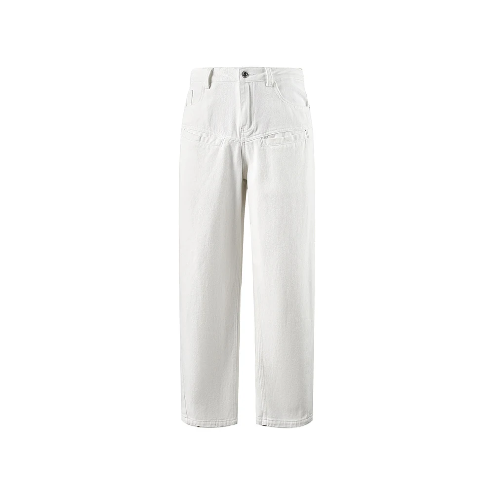 Zomerse, dunne, losvallende jeans met rechte, wijde pijpen. Casual broek voor comfort en stijl tijdens warme dagen. Perfect voor een relaxte zomerlook. — foto 2