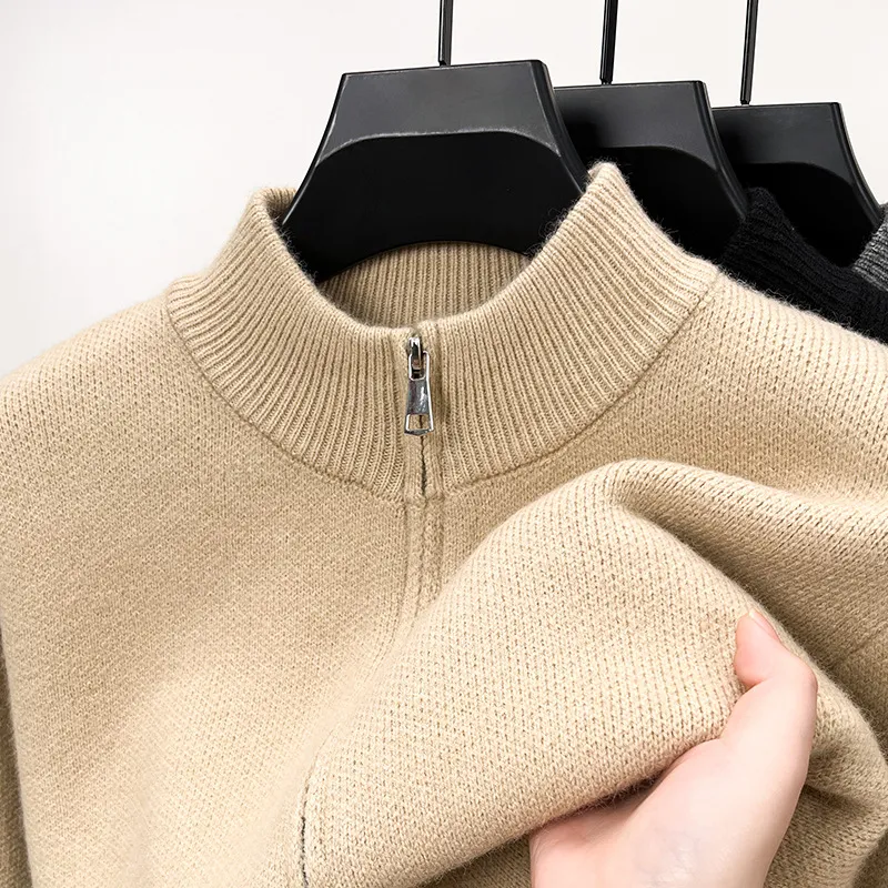 Title 2, Mens High-end Stand Collar Knitted Zipper Card...