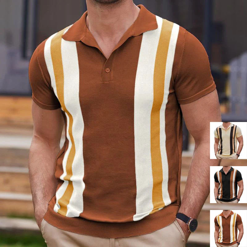 Title 5, Mens Summer Stripes Jacquard Sweater Breathabl...