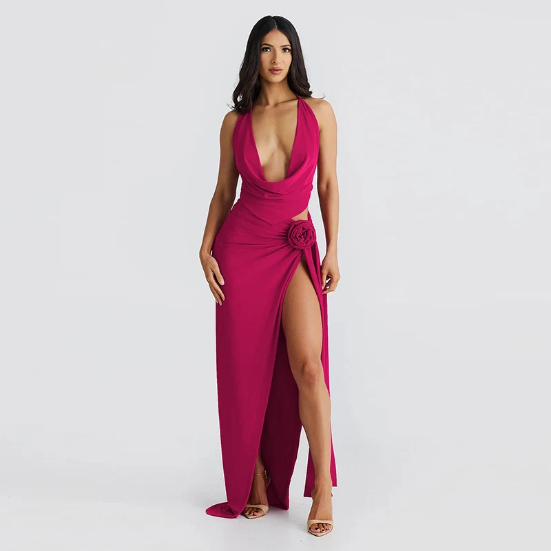 Title 7, Lace-up Backless Sexy Deep V-neck Halter Sling ...