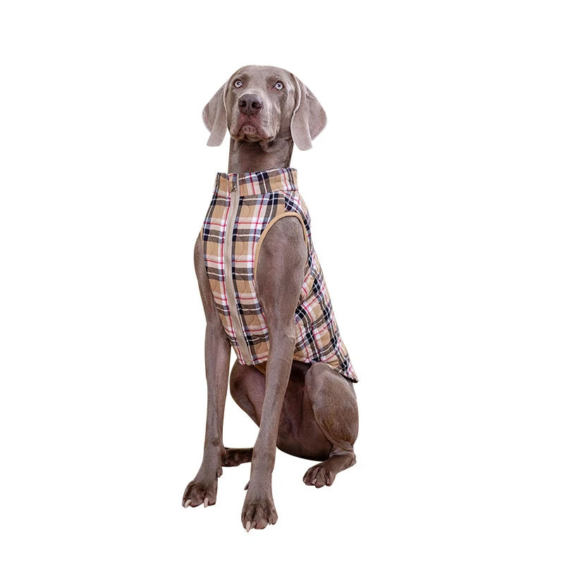 Winter Pet Dog Clothes Heavy Cotton Jacket Plaid Zipper Down Jacket for Pets. Warm and comfortable outerwear to keep you — photo 5