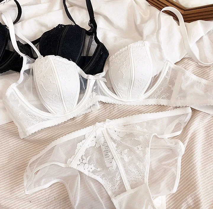 French Style Sexy Lace Lingerie Ultra-thin Rabbit Ear Bra, great for big chests, small anti-sag bra suit. Feel confident — photo 3