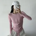 Women's Round Neck Tight One-piece T-shirt. Provides comfort and a flattering fit for everyday wear and active lifestyle — photo 5