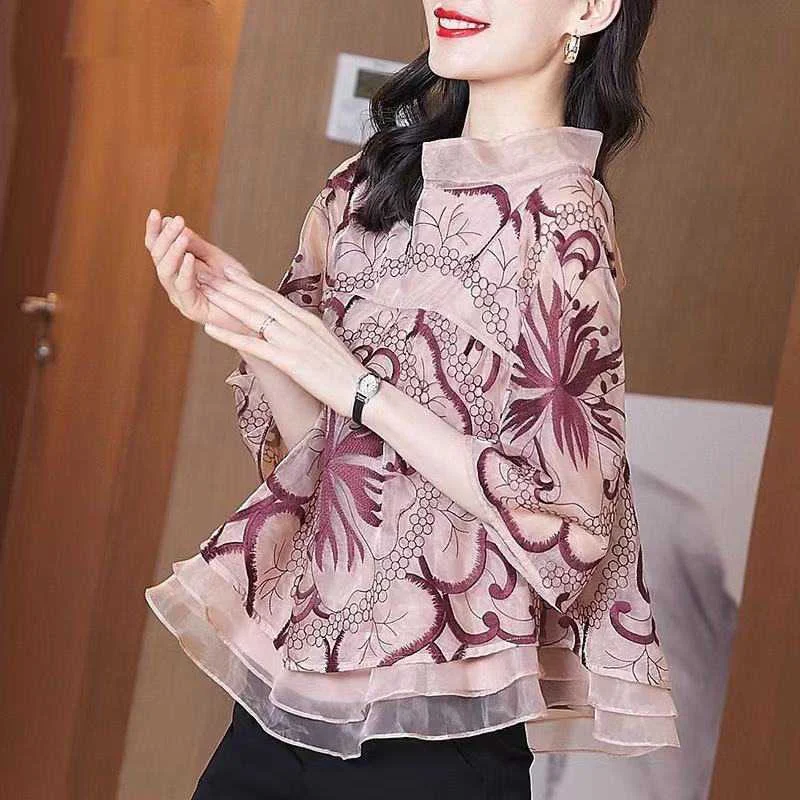 Title 1, Womens Printed Chiffon Blouse, Summer Design, ...