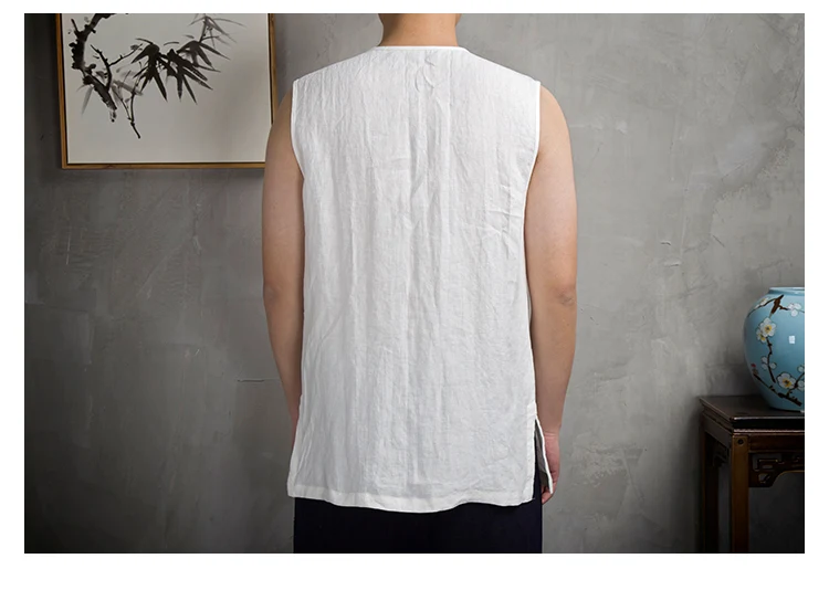 Colete casual masculino estilo chinês sem mangas com fivela, perfeito para um visual descontraído e elegante, ideal para o clima quente. — foto 2